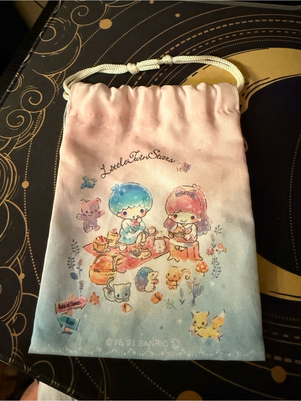 Sanrio Little Twin Stars Pastel Pink & Blue Drawstring Pouch